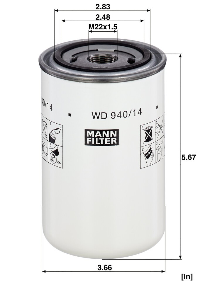 Масляний фільтр двигуна Mann-Filter WD94014 ціна, від 61.51 USD