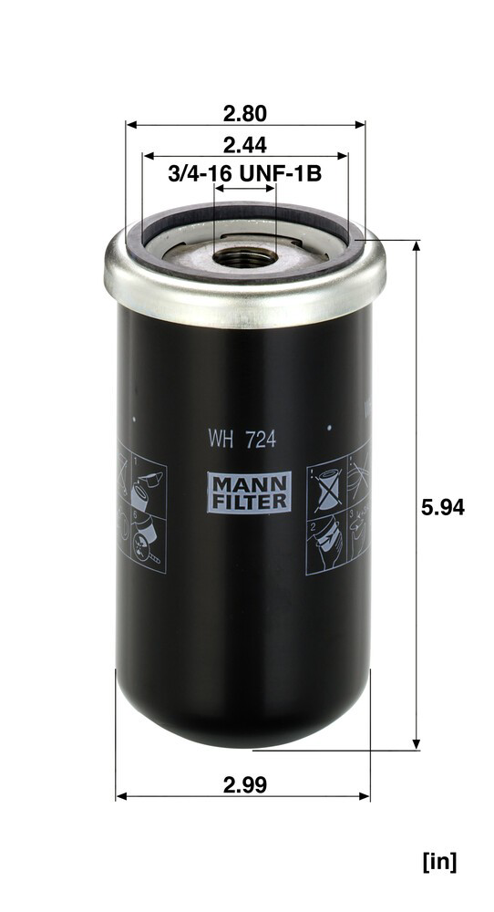 Масляний фільтр двигуна Mann-Filter WH724 ціна, від 37.94 USD