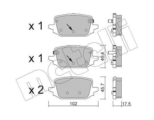 2213660 Metelli Колодки гальмівні задні, дискові