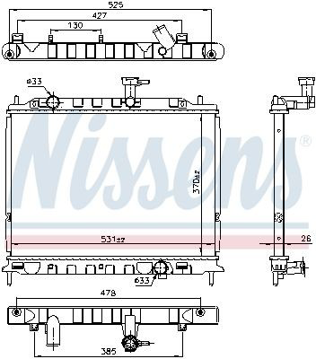 Радіатор основний Nissens 66666 ціна, від 124.31 USD
