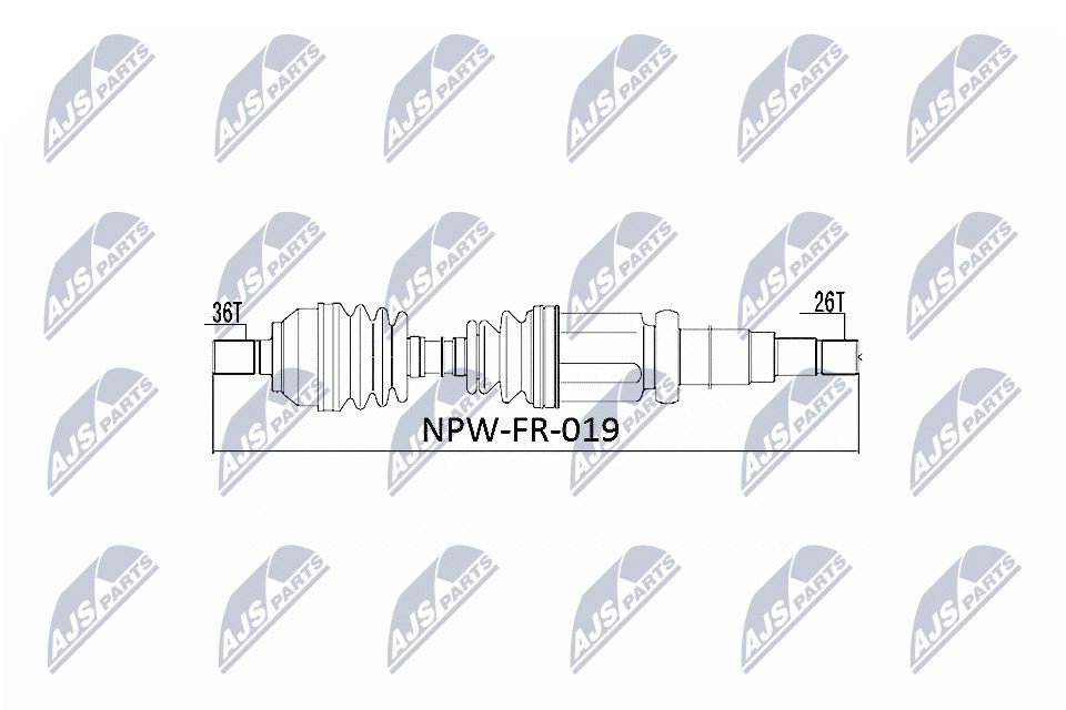 Піввісь передня, права NTY NPWFR019 ціна, від 79.51 USD