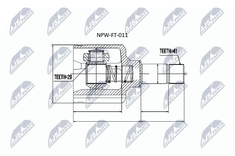 Шарнір кутових швидкостей передній лівий NTY NPWFT011 ціна, від 40.45 USD