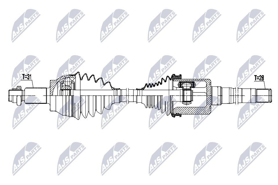 Піввісь передня, права NTY NPWLR031 ціна, від 149.39 USD