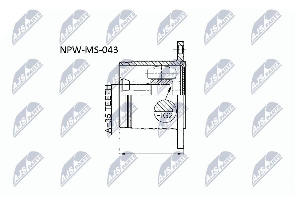 Шарнір кутових швидкостей передній лівий NTY NPWMS043 ціна, від 52.15 USD