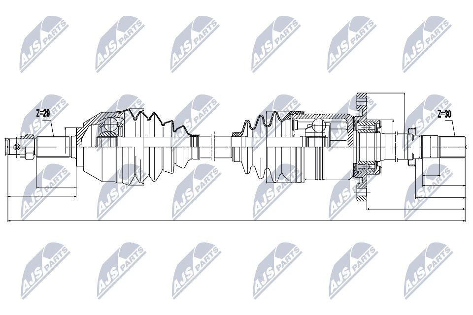 Піввісь передня, права NTY NPWNS049 ціна, від 122.55 USD