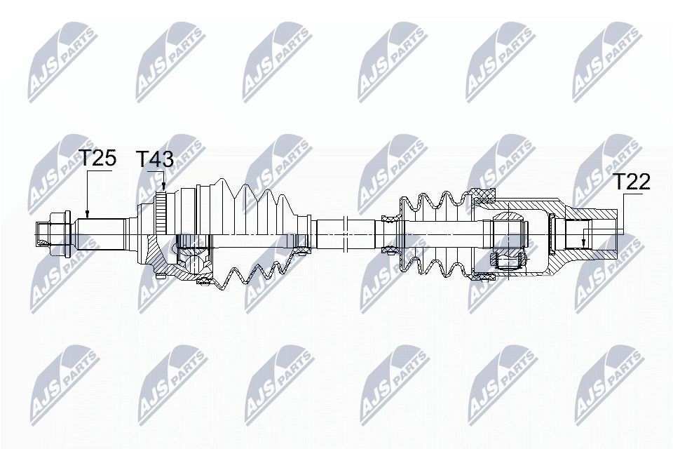 Піввісь передня, права NTY NPWSU025 ціна, від 83.26 USD