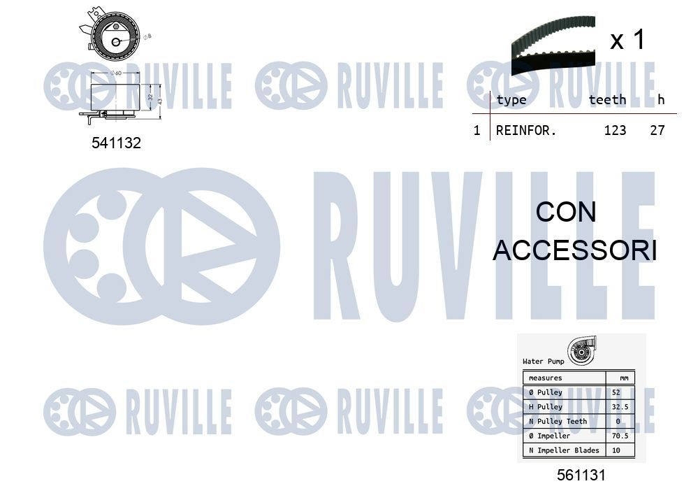 Комплект ГРМ Ruville 5500551 ціна, від 87.90 USD