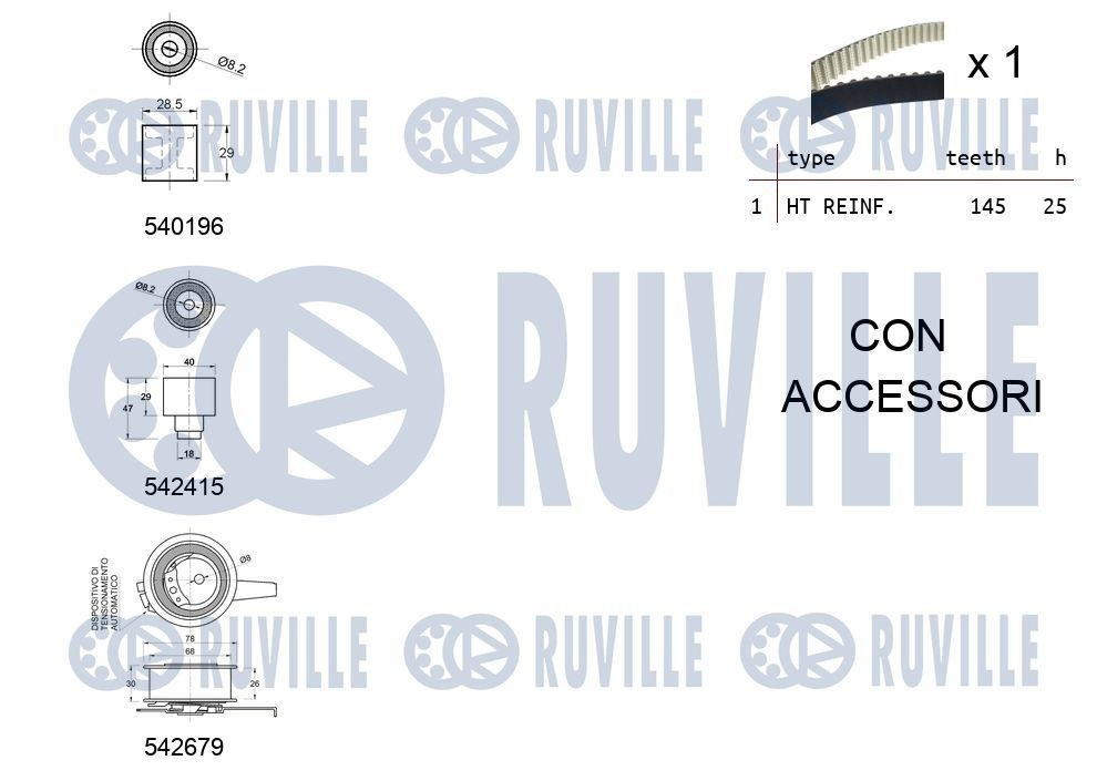 Комплект ГРМ Ruville 550376 ціна, від 115.20 USD
