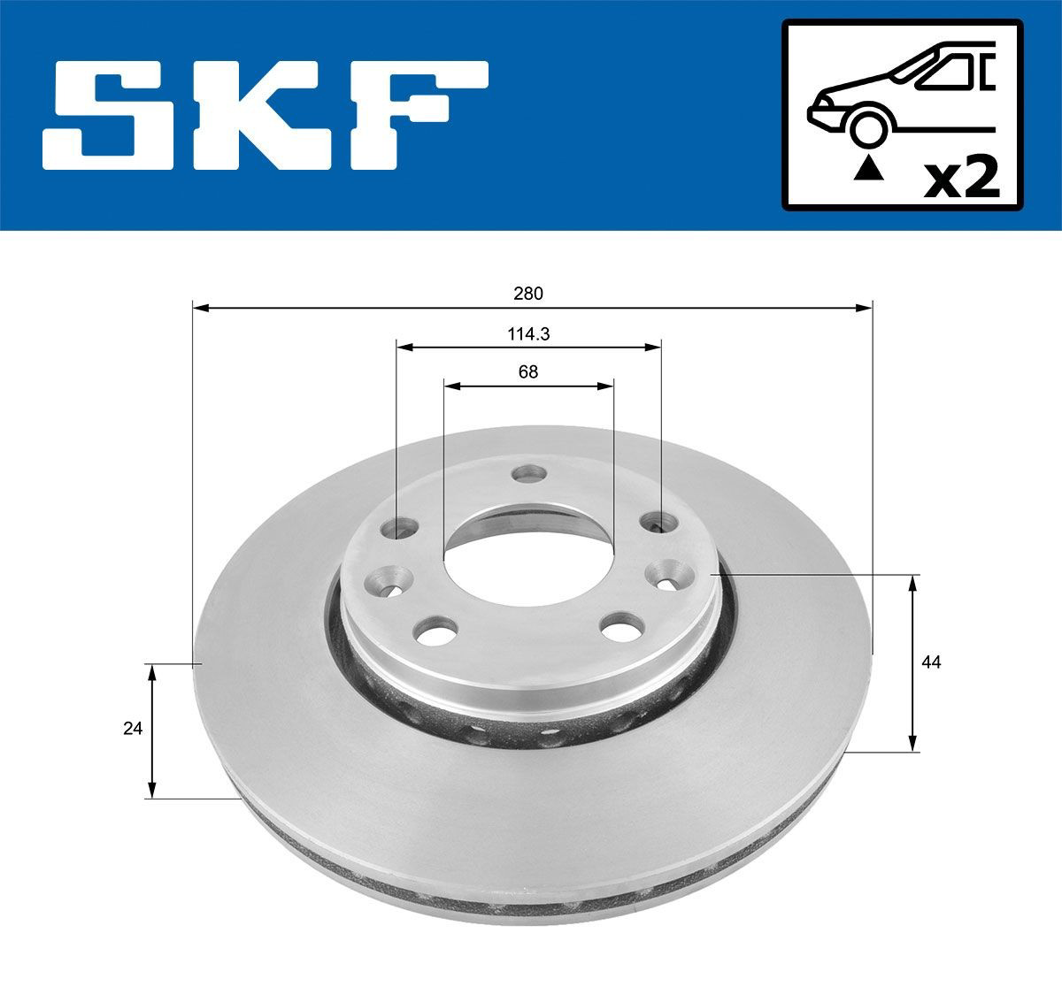 Диск гальмівний передній SKF VKBD80008V2
