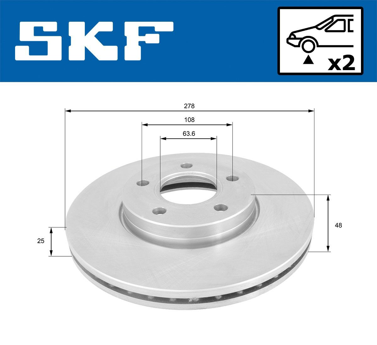 Диск переднього гальма SKF VKBD80103V2 ціна, від 39.32 USD