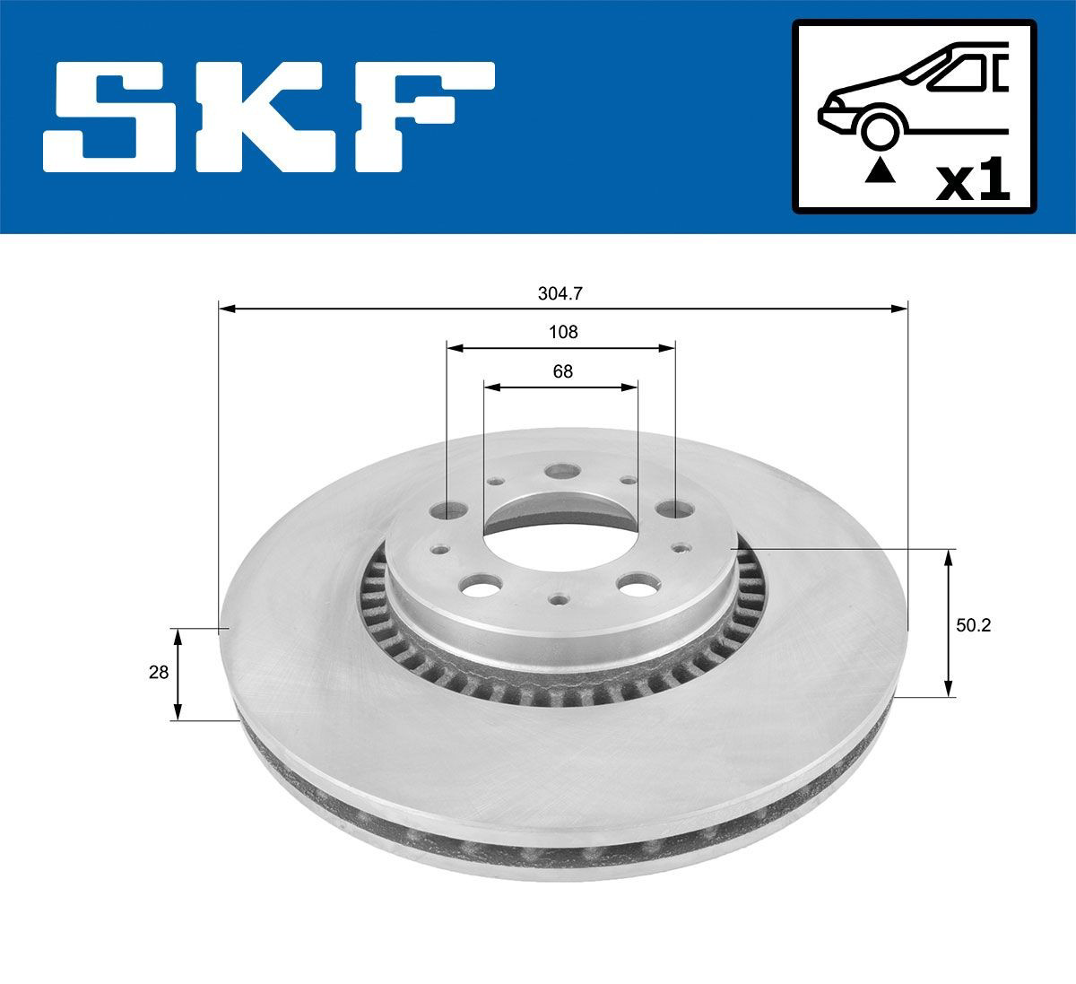 Диск переднього гальма SKF VKBD80144V1 ціна, від 53.12 USD