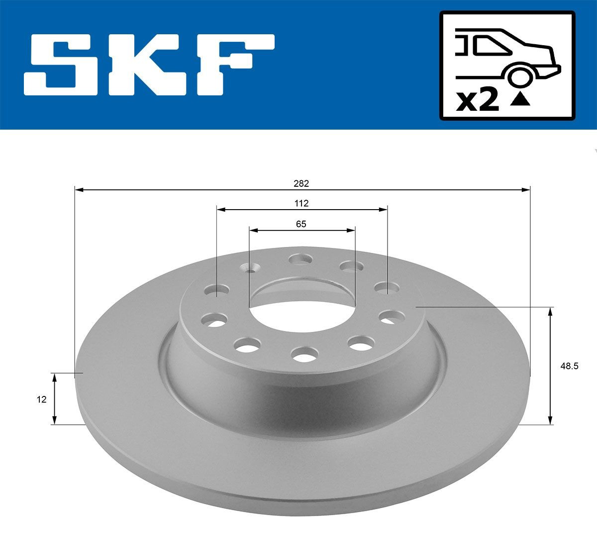Диск гальмівний задній SKF VKBD90014S2