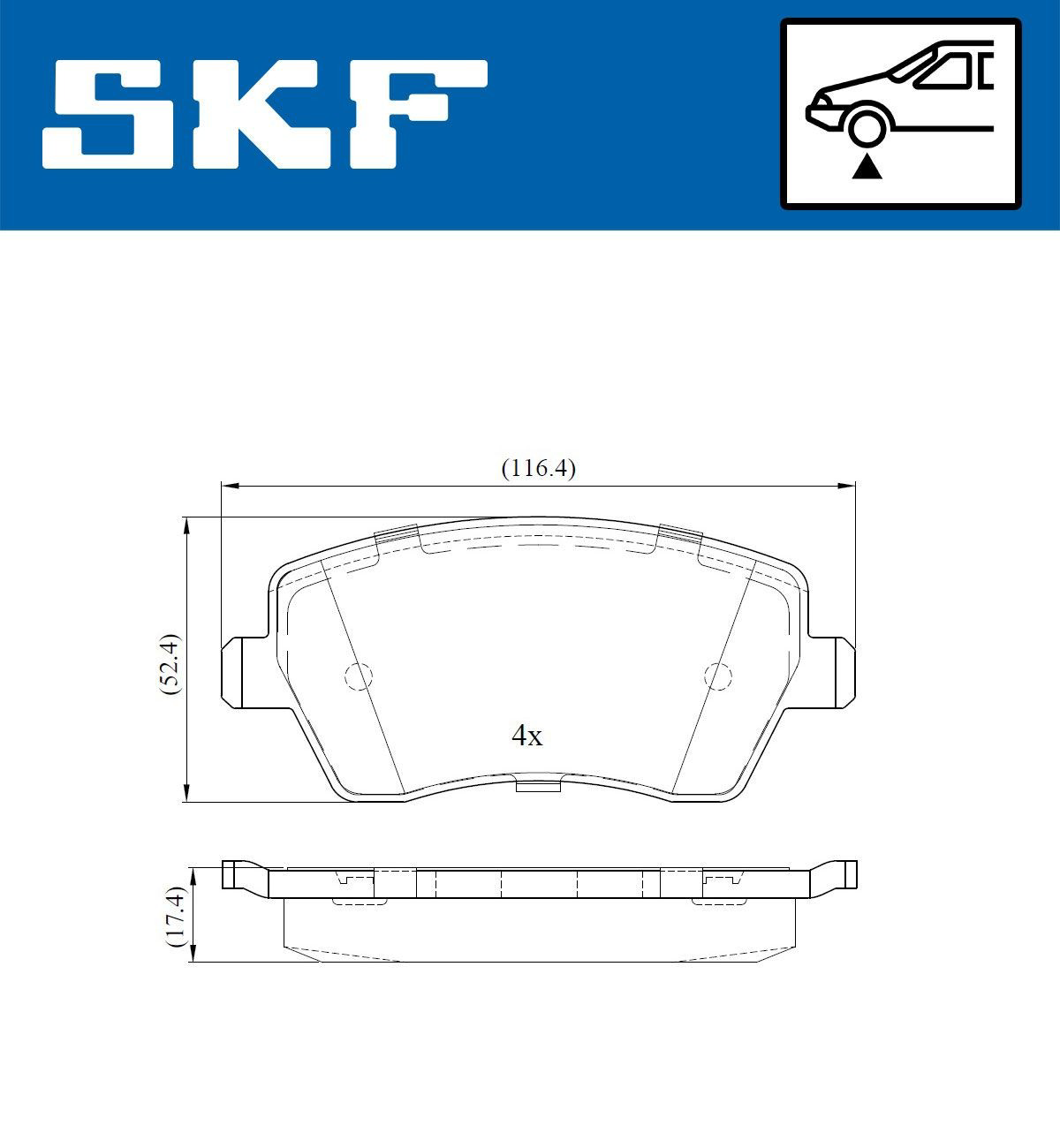 Купити VKBP80003 SKF Колодки гальмівні передні, дискові