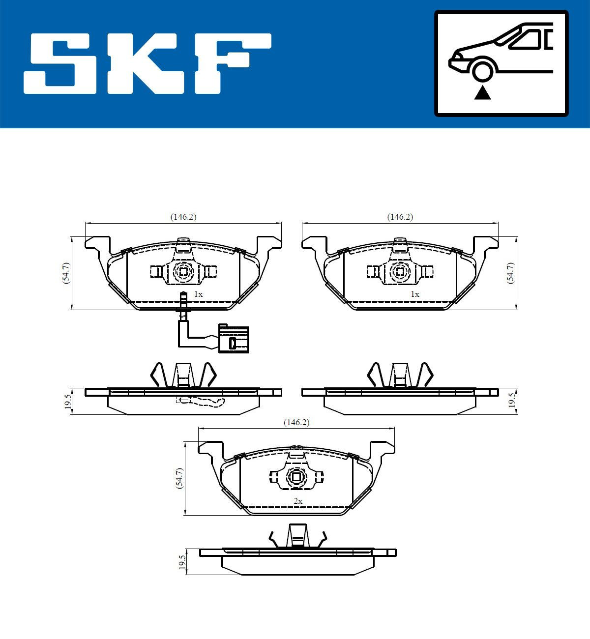 Передні тормозні колодки VKBP80004E SKF