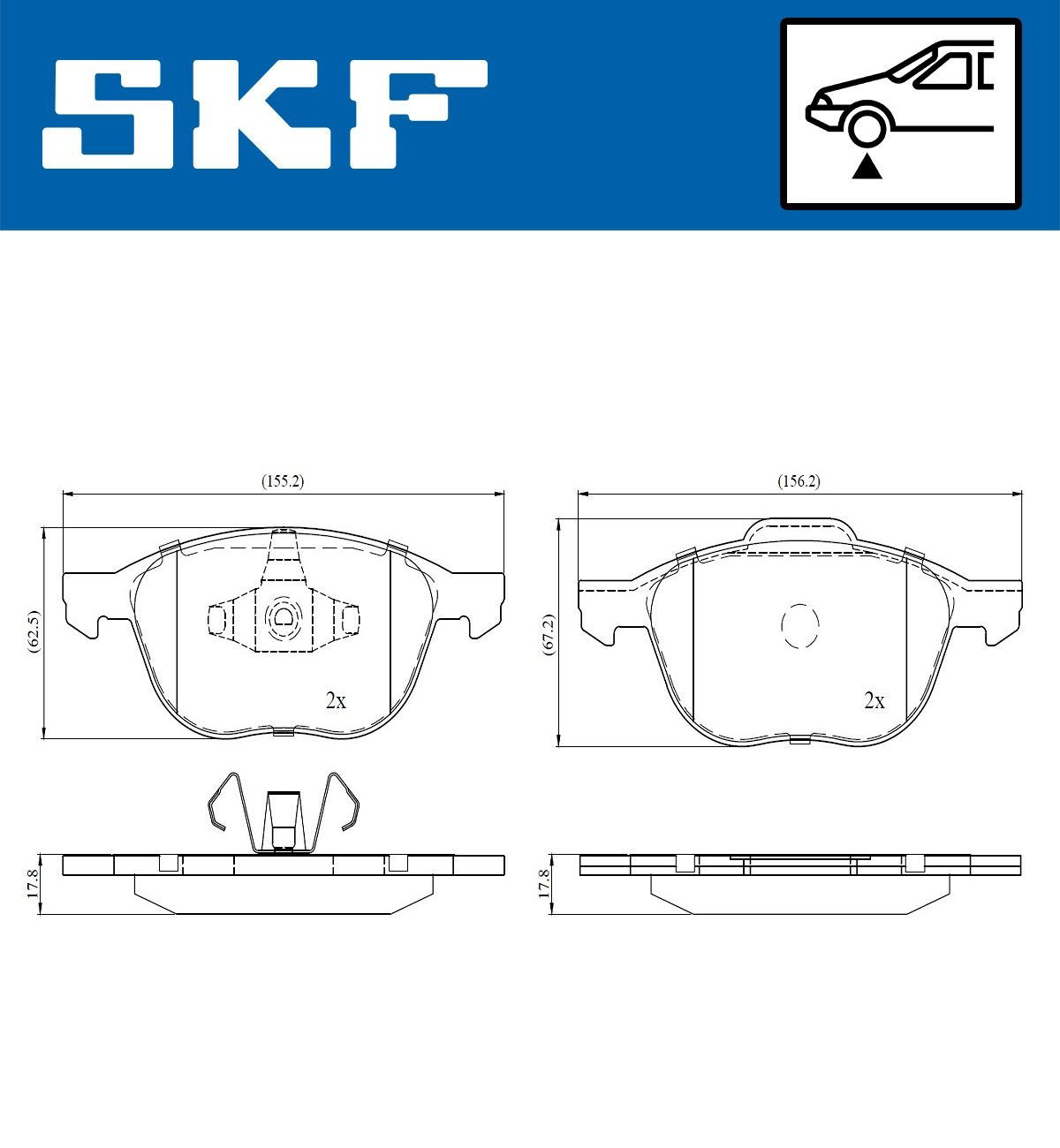 Передні тормозні колодки VKBP80016 SKF
