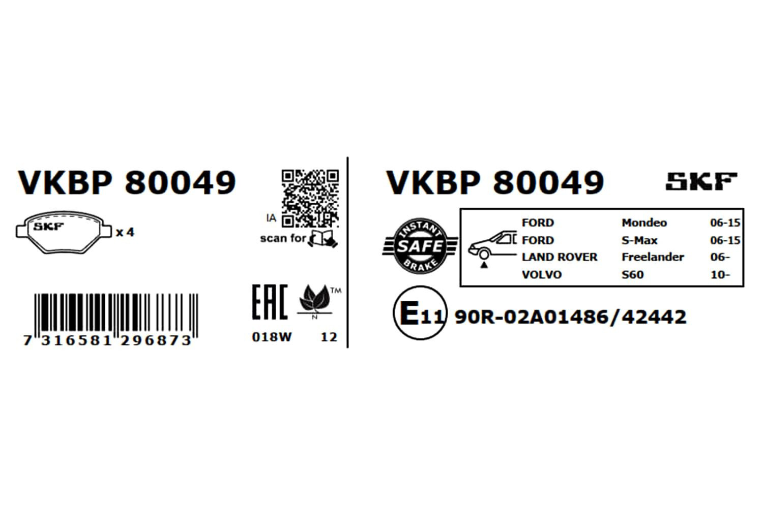 Гальмівні колодки SKF VKBP80049 ціна, від 33.69 USD