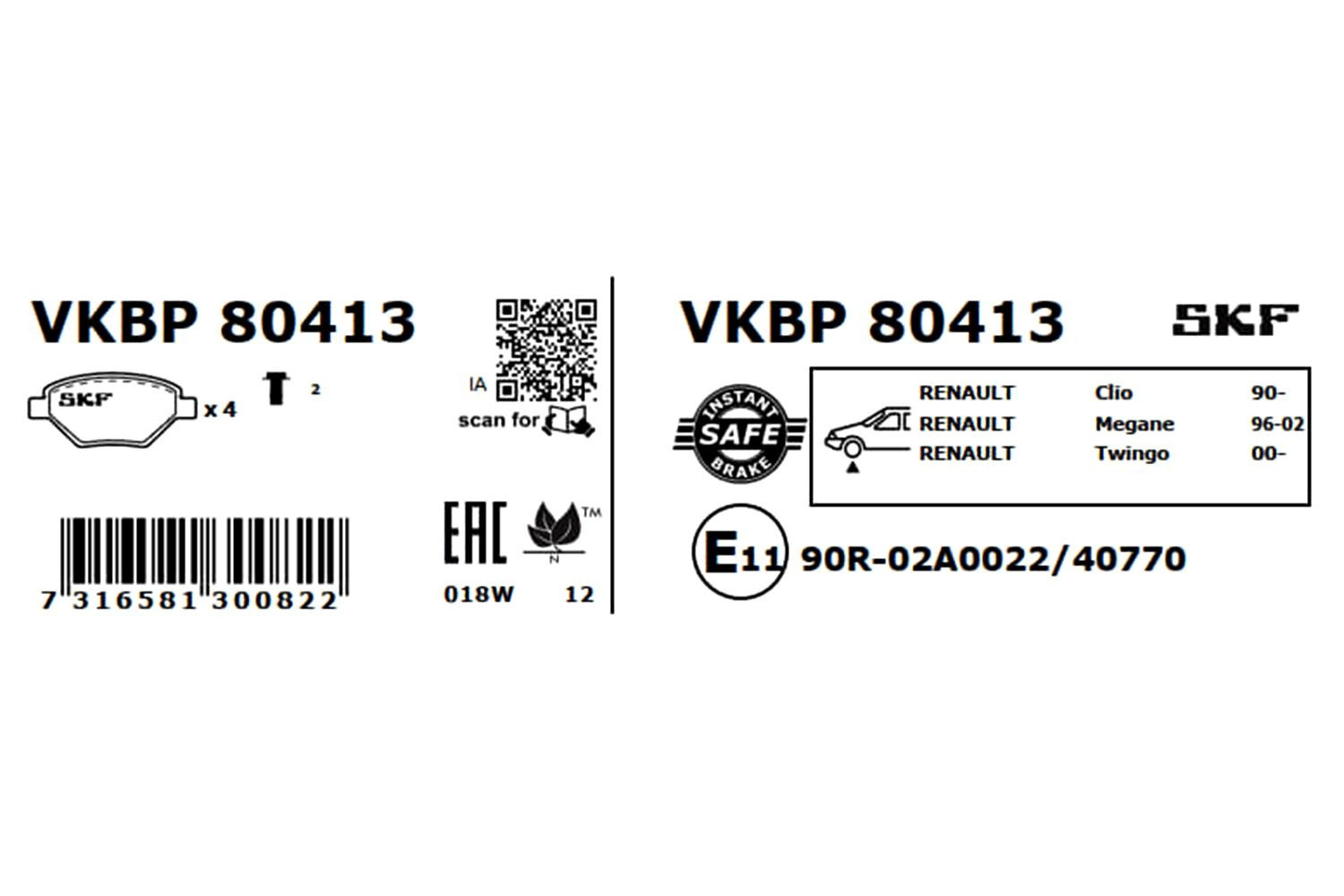 Гальмівні колодки SKF VKBP80413 ціна, від 20.03 USD