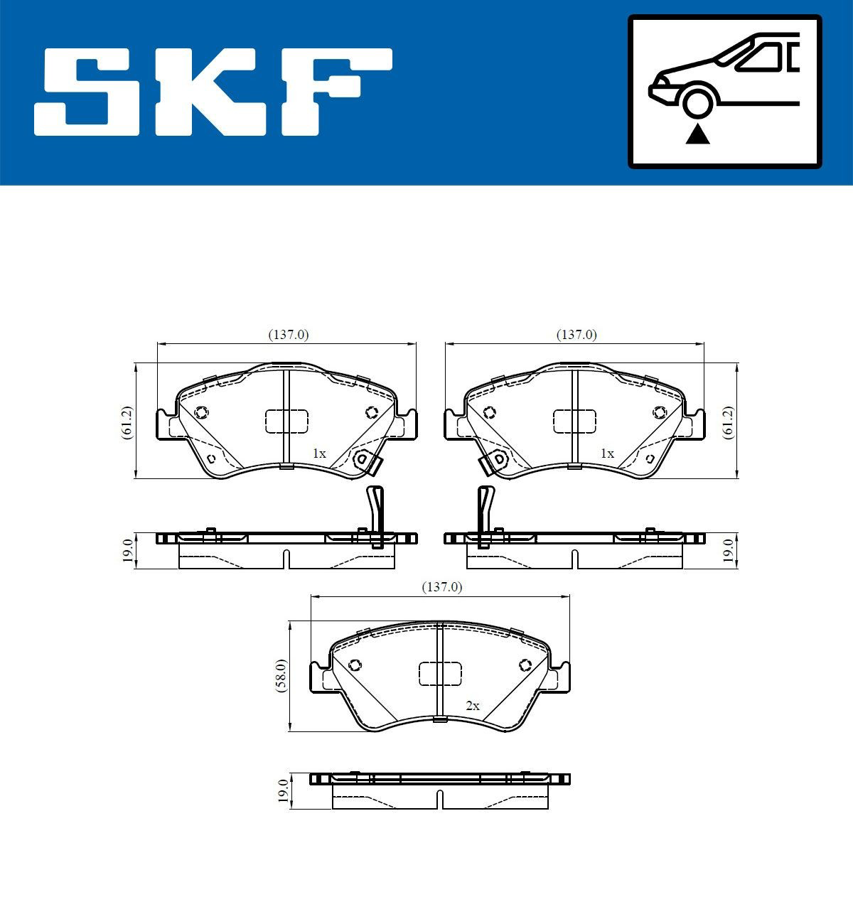 Купити VKBP80437A SKF Колодки гальмівні передні, дискові