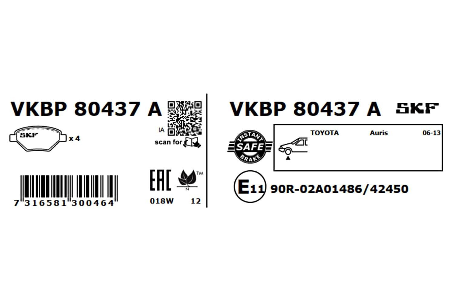 Передні тормозні колодки VKBP80437A SKF