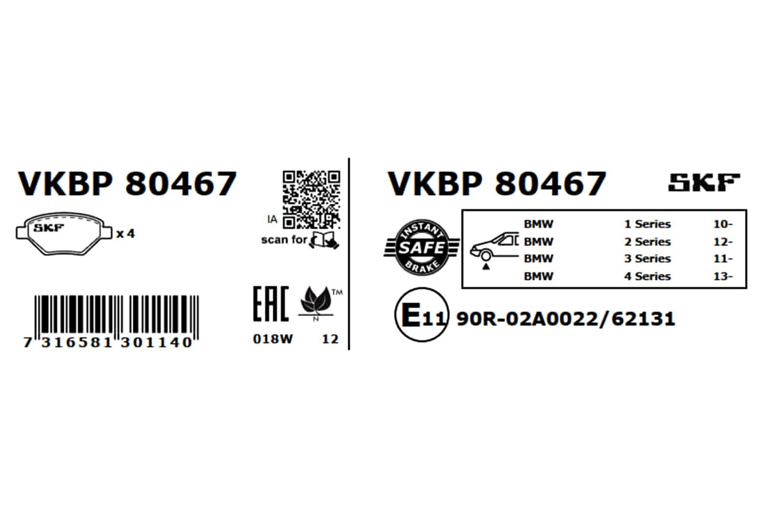 Гальмівні колодки SKF VKBP80467 ціна, від 67.47 USD