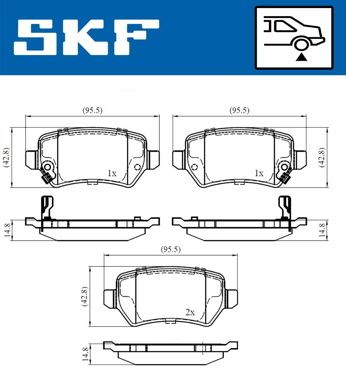 Задні гальмівні колодки SKF VKBP90032A ціна, від 16.21 USD