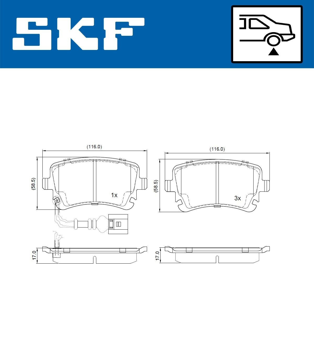 VKBP90066E SKF Колодки гальмівні задні, дискові