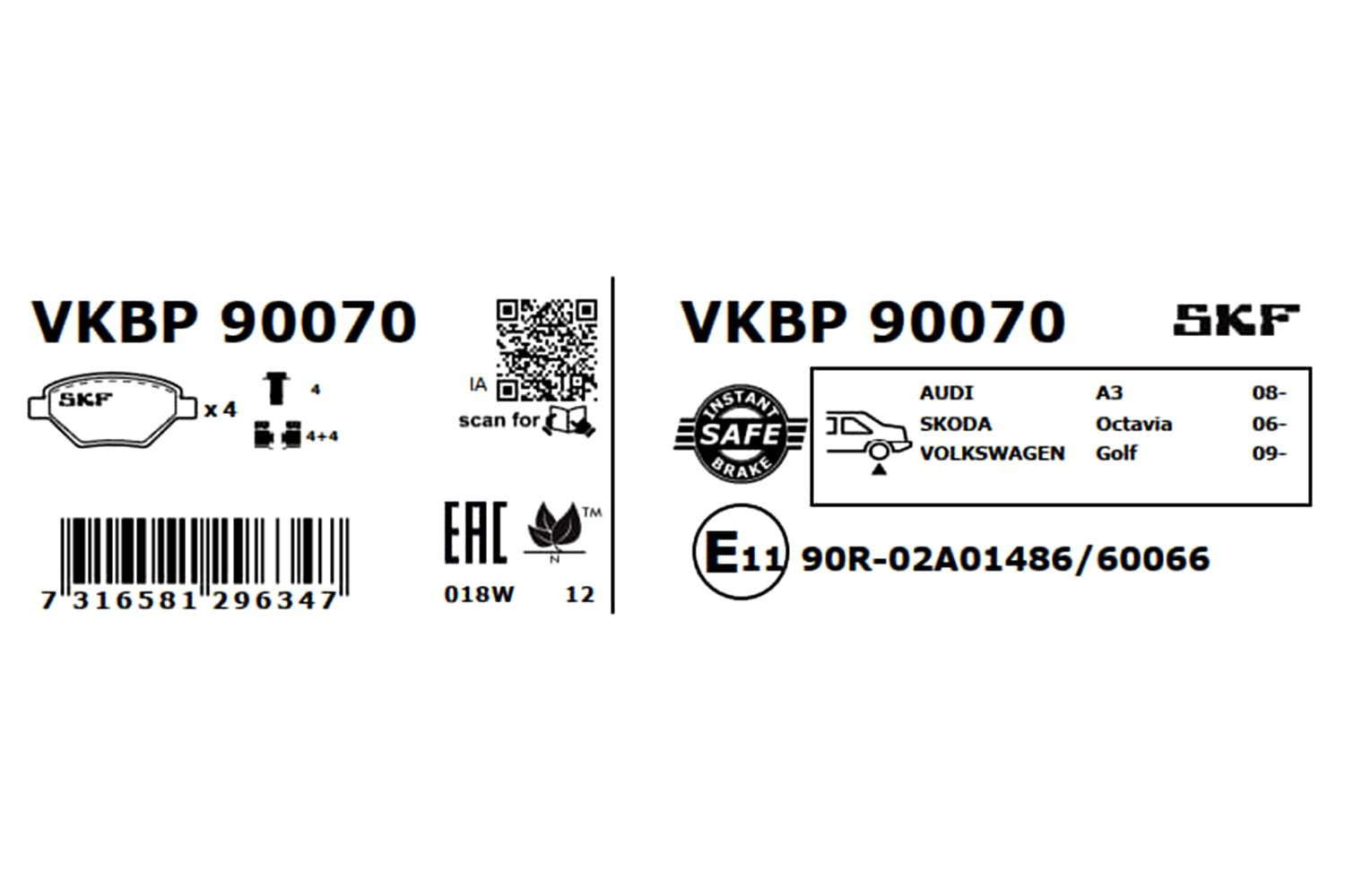Задні гальмівні колодки SKF VKBP90070 ціна, від 22.89 USD