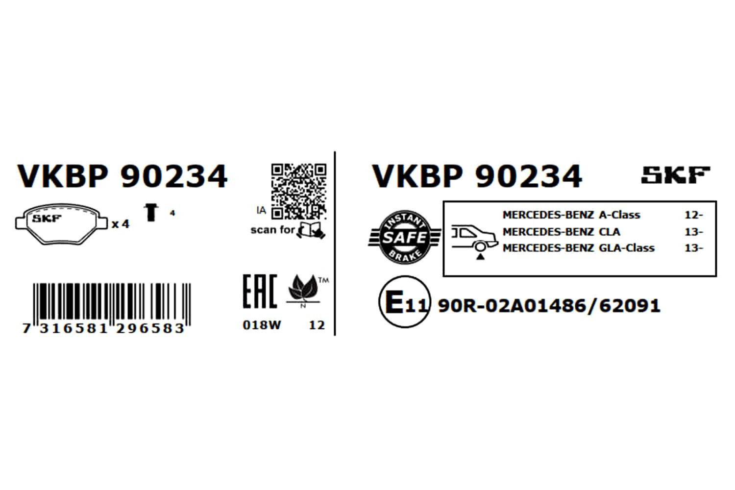 Задні гальмівні колодки SKF VKBP90234 ціна, від 25.96 USD