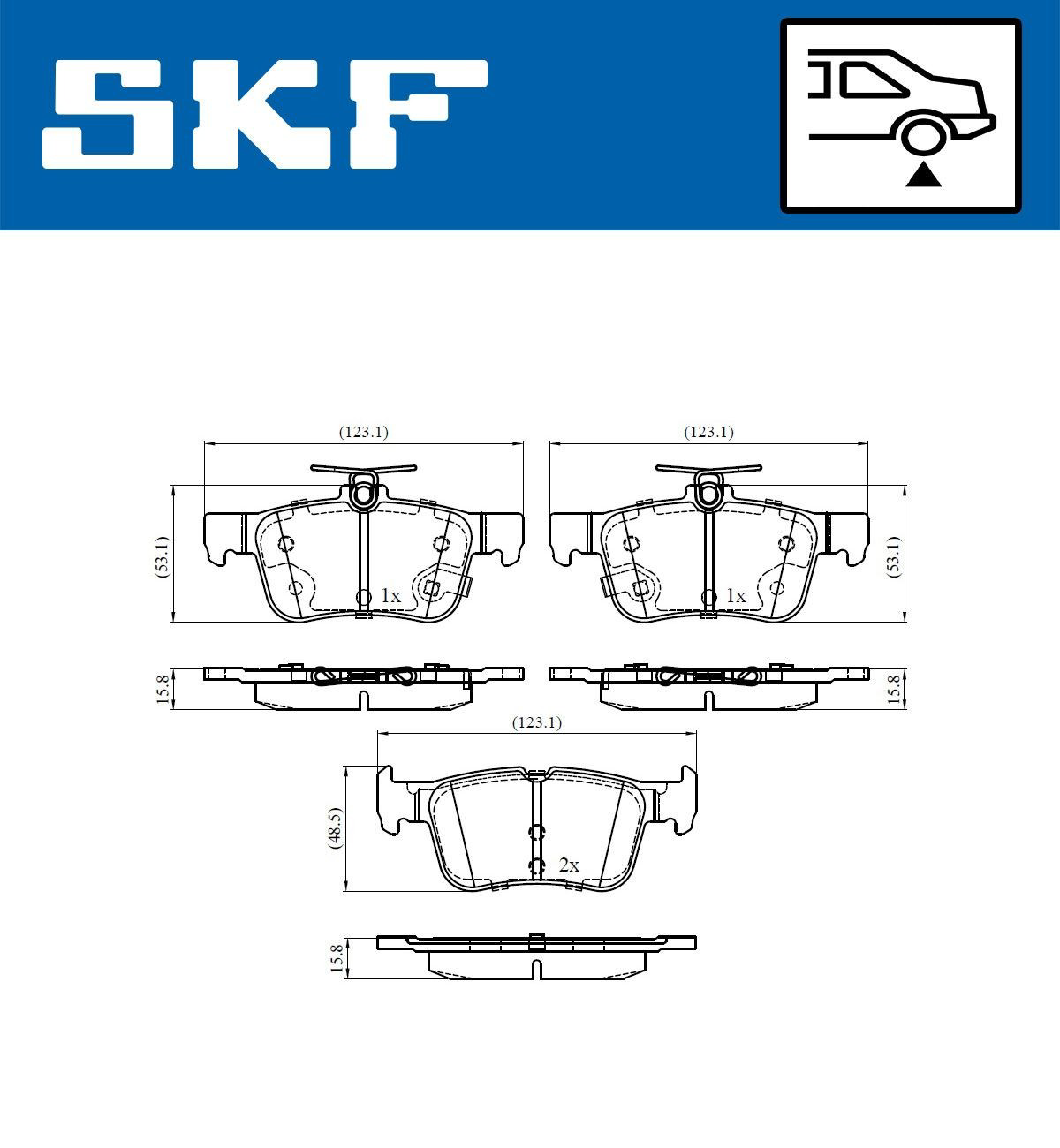 VKBP90371A SKF Колодки гальмівні задні, дискові