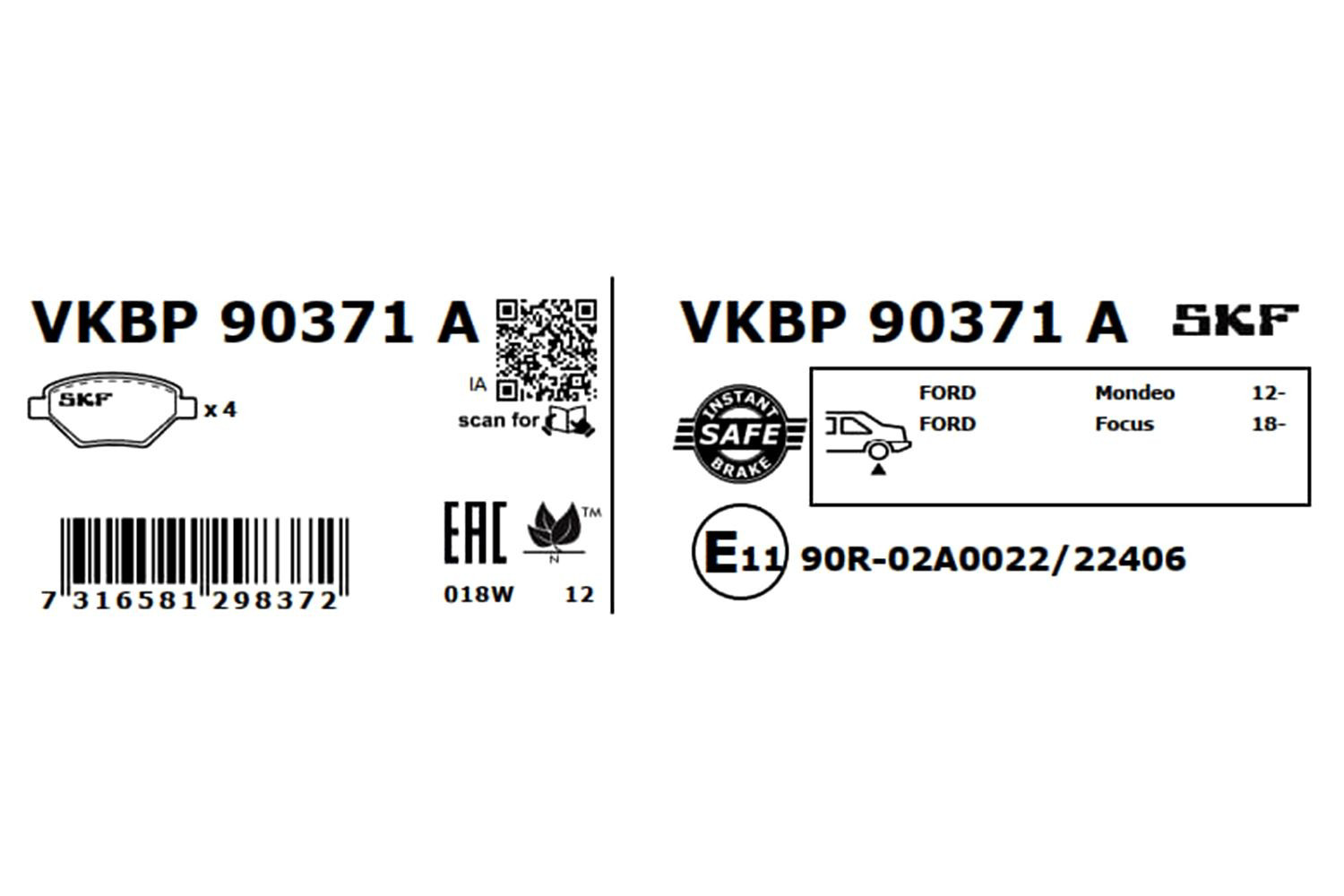 Задні гальмівні колодки SKF VKBP90371A ціна, від 34.20 USD