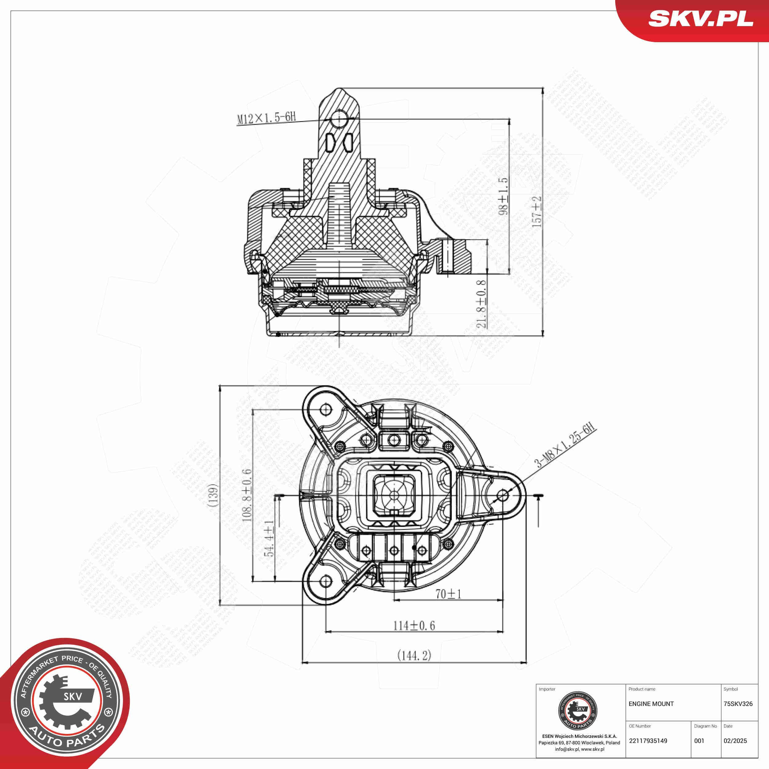 Ліва подушка двигуна SKV 75SKV326 ціна, від 50.10 USD