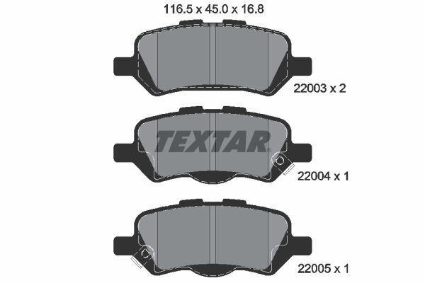 2200301 Textar Колодки гальмівні задні, дискові