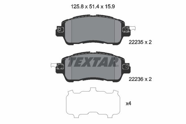 2223501 Textar Передні гальмівні колодки