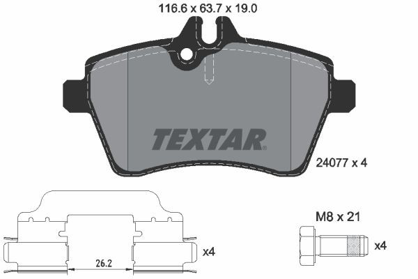 2407702 Textar Передні гальмівні колодки
