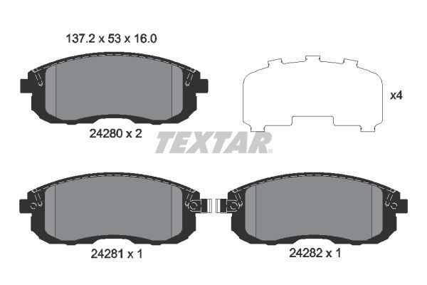 2428001 Textar Передні гальмівні колодки