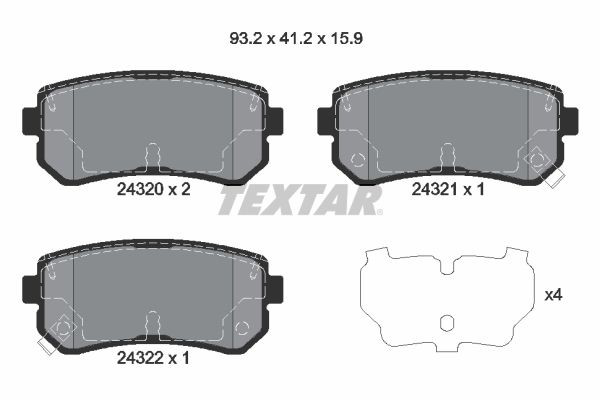 2432001 Textar Колодки гальмівні задні, дискові