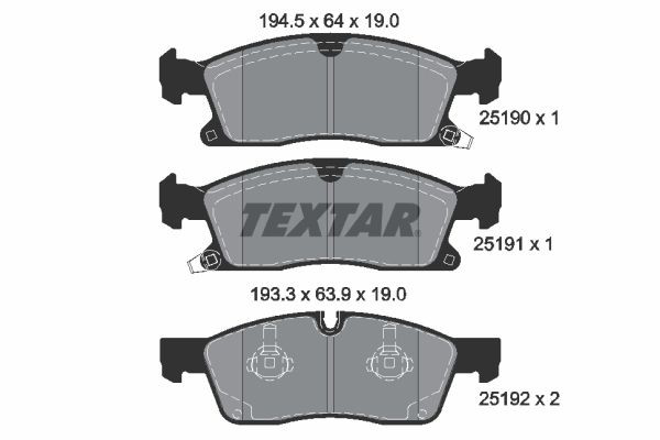 Передні тормозні колодки 2519002 Textar