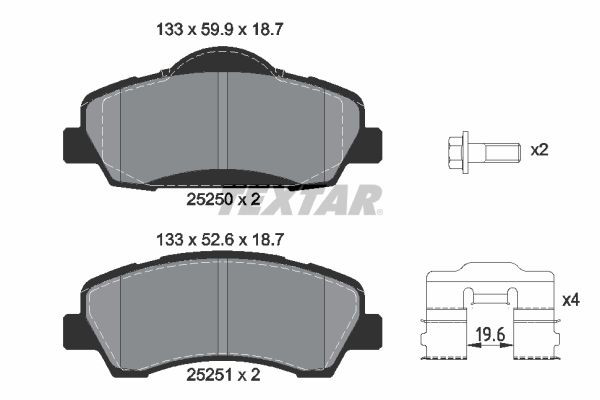 2525001 Textar Передні гальмівні колодки
