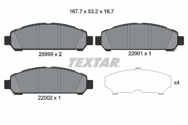 2599901 Textar Передні гальмівні колодки