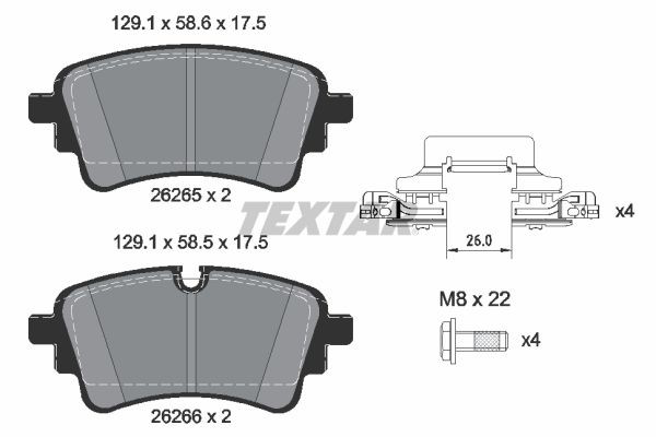 2626501 Textar Колодки гальмівні задні, дискові