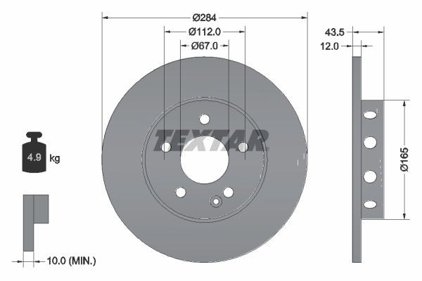 92059303 Textar Гальмо дискове переднє