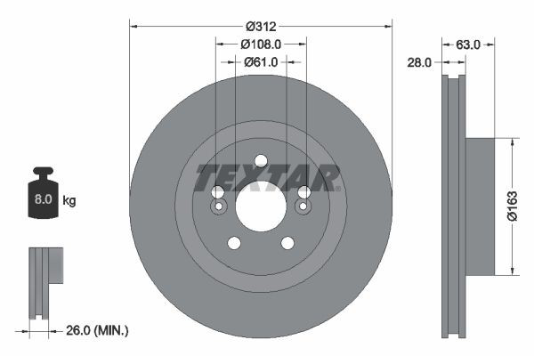 92167703 Textar Гальмо дискове переднє