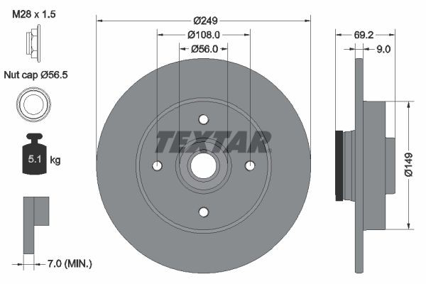 92202103 Textar Дискові гальма