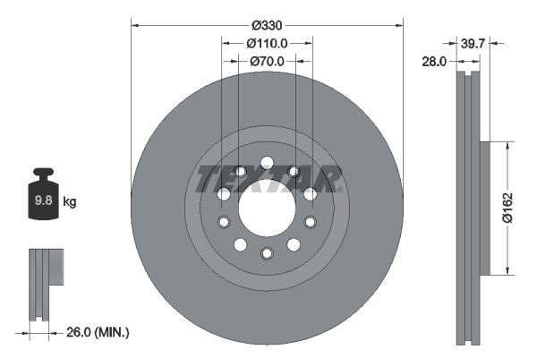 92220903 Textar Гальмо дискове переднє