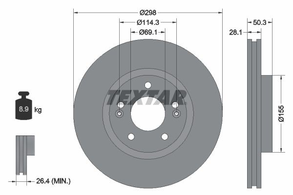 92253603 Textar Гальмо дискове переднє