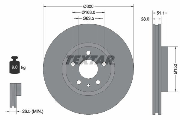 92268605 Textar Гальмо дискове переднє