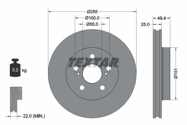 92301703 Textar Гальмо дискове переднє