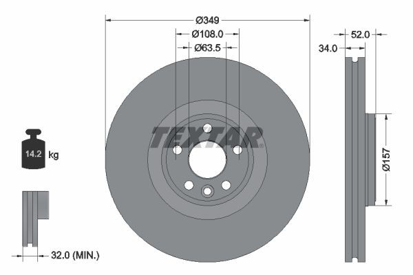 92301805 Textar Гальмо дискове переднє