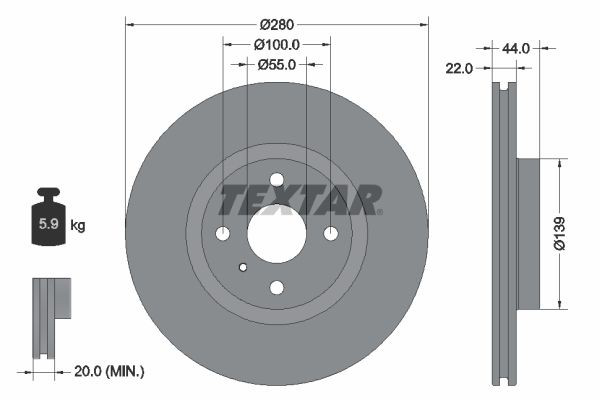 92304205 Textar Гальмо дискове переднє