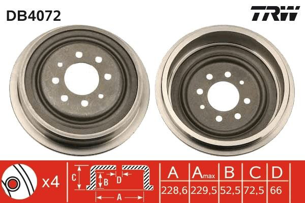 Барабан гальмівний задній TRW DB4072 ціна, від 46.29 USD